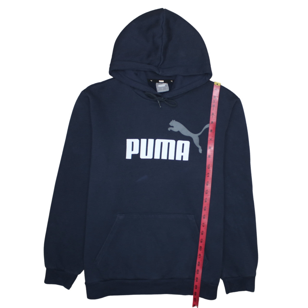 Puma Men's Blue Pullover Hoodie L Logo Print Sportswear