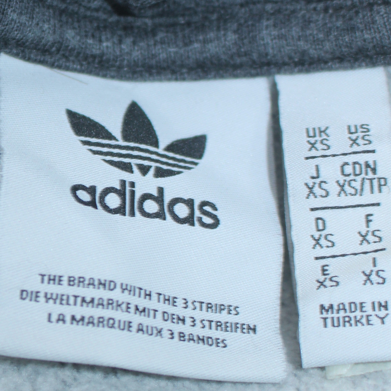 Adidas Men's Grey Pullover Hoodie XS Logo Fleece Sweatshirt