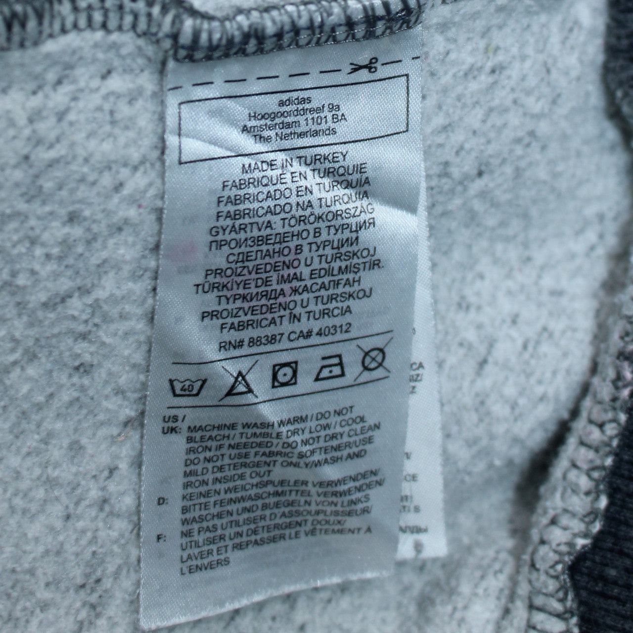 Adidas Men's Grey Pullover Hoodie XS Logo Fleece Sweatshirt