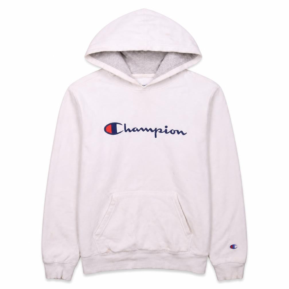 Champion Men's White XL Pullover Hoodie with Embroidered Logo