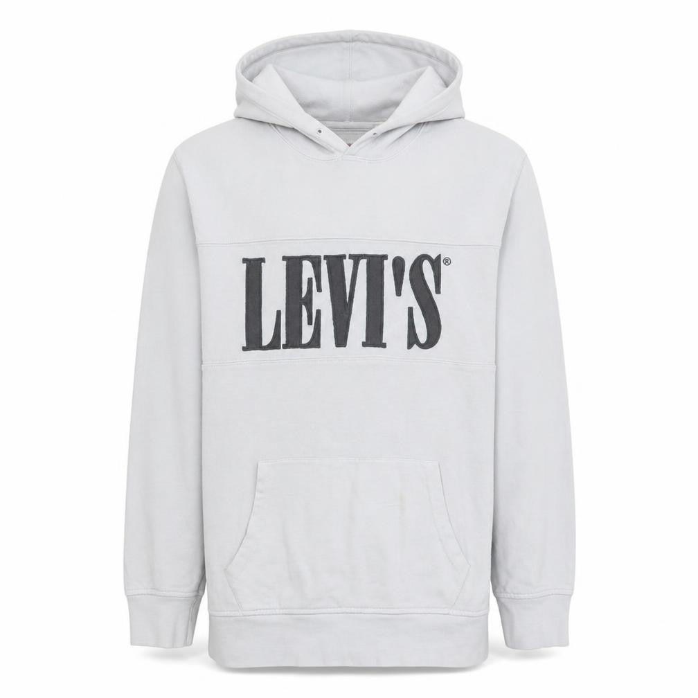 Levi's Men's White Pullover Hoodie L Logo Fleece Sweatshirt