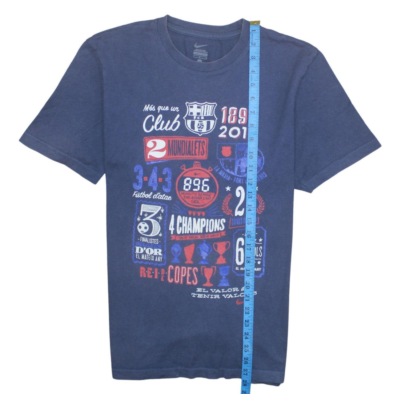 Nike FC Barcelona Navy Graphic T-Shirt Men L Short Sleeve Cotton