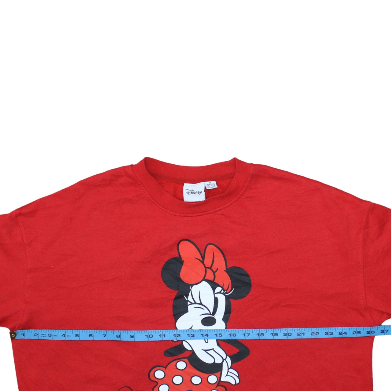 Disney Women Red Minnie Mouse Sweatshirt XL Crew Neck Pullover