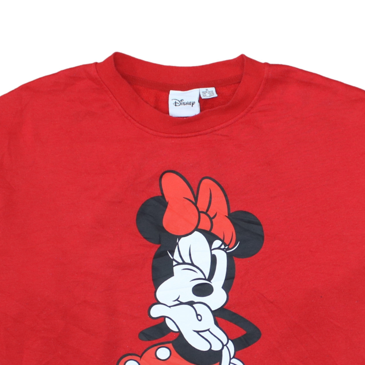 Disney Women Red Minnie Mouse Sweatshirt XL Crew Neck Pullover