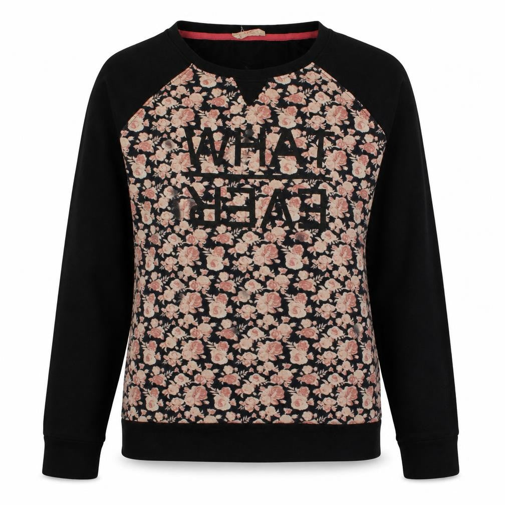 Penti Women Black Floral Pullover Sweatshirt Size S