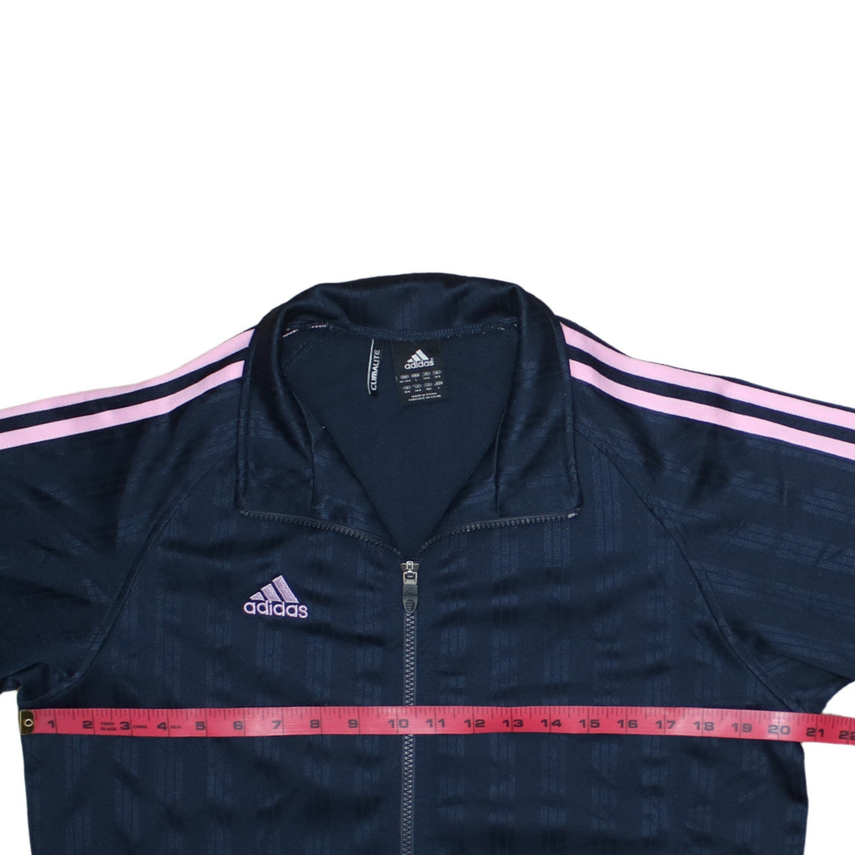 adidas Girls Blue Pink Stripe Climalite Track Jacket Size 13-14 Years