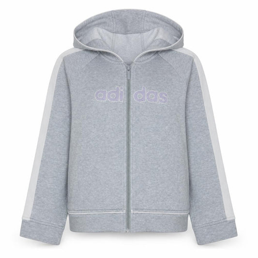 Adidas Women Grey Full Zip Hoodie Size 14 Logo Pullover Sweatshirt