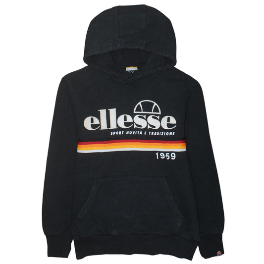 Ellesse Men's Black Pullover Hoodie M Retro Logo Sportswear