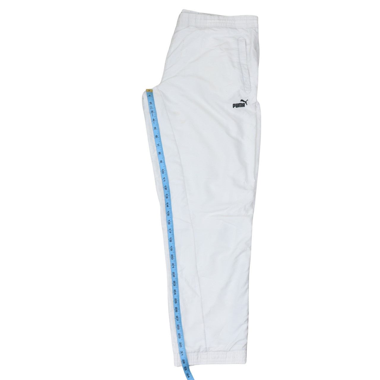 Puma Men's White Track Pants Size M Polyester Blend Elastic Waist