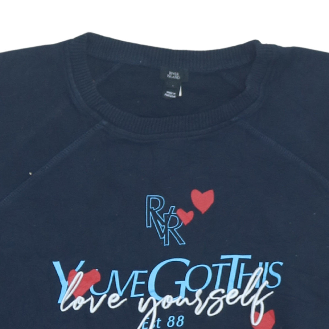 River Island Men’s Blue Pullover Sweatshirt S Love Yourself Graphic