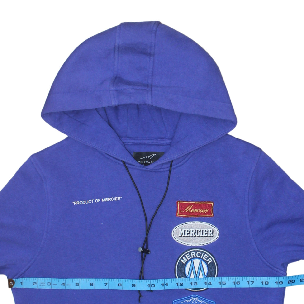 Mercier Men's Blue XS Pullover Embroidered Logo Hoodie