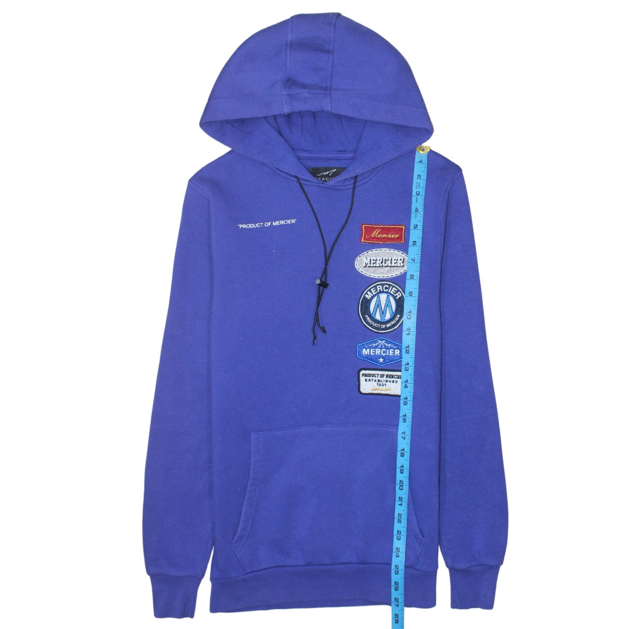 Mercier Men's Blue XS Pullover Embroidered Logo Hoodie