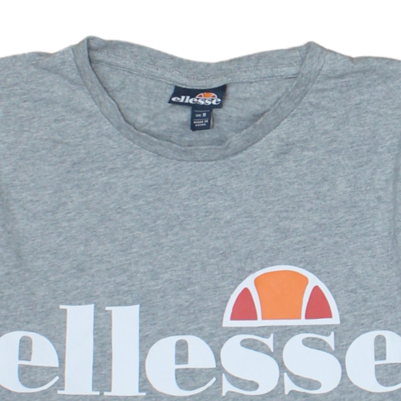 Ellesse Womens Grey Logo Basic T-Shirt UK 8 Short Sleeve Cotton