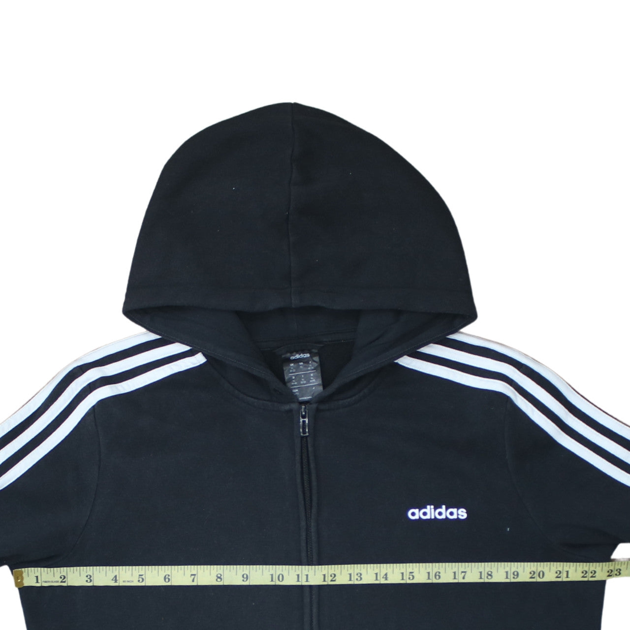 Adidas Womens Black XL Full Zip Hoodie Sweatshirt with 3 Stripes