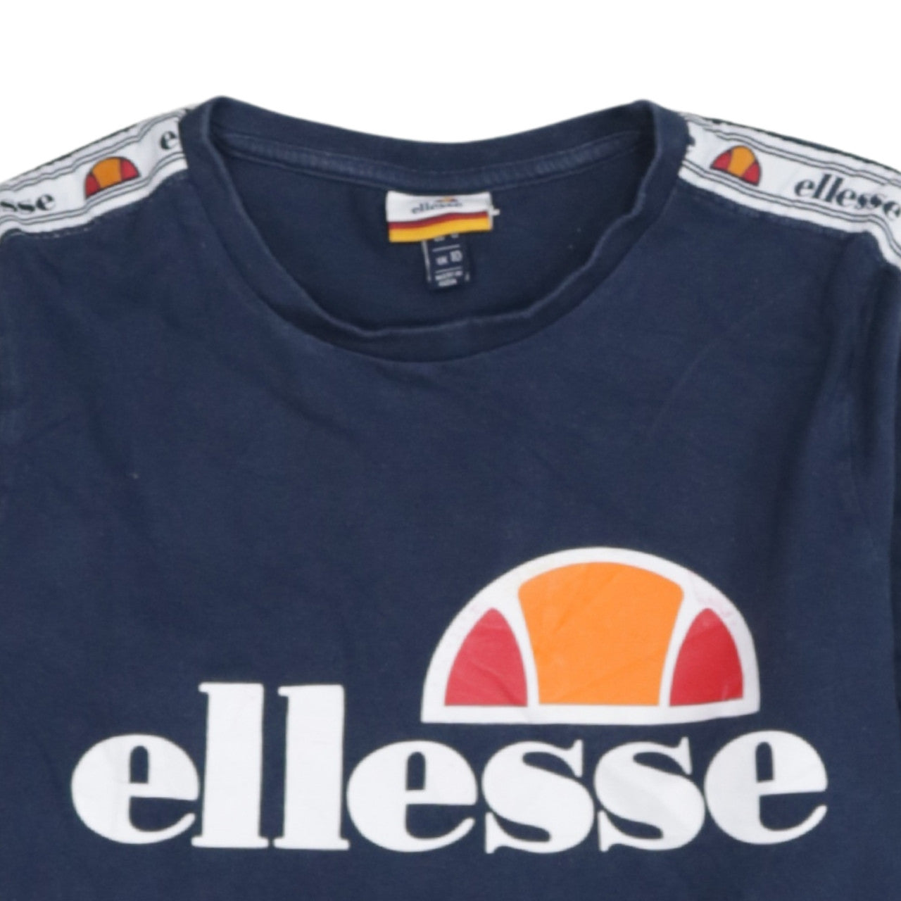 Ellesse Womens Navy Blue Logo Pullover Sweatshirt UK 10 Cotton Long Sleeve