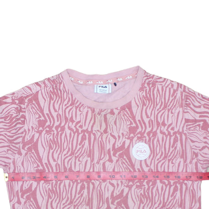 Back view of Fila girls’ pink animal print t-shirt dress 13-14 years casual jersey