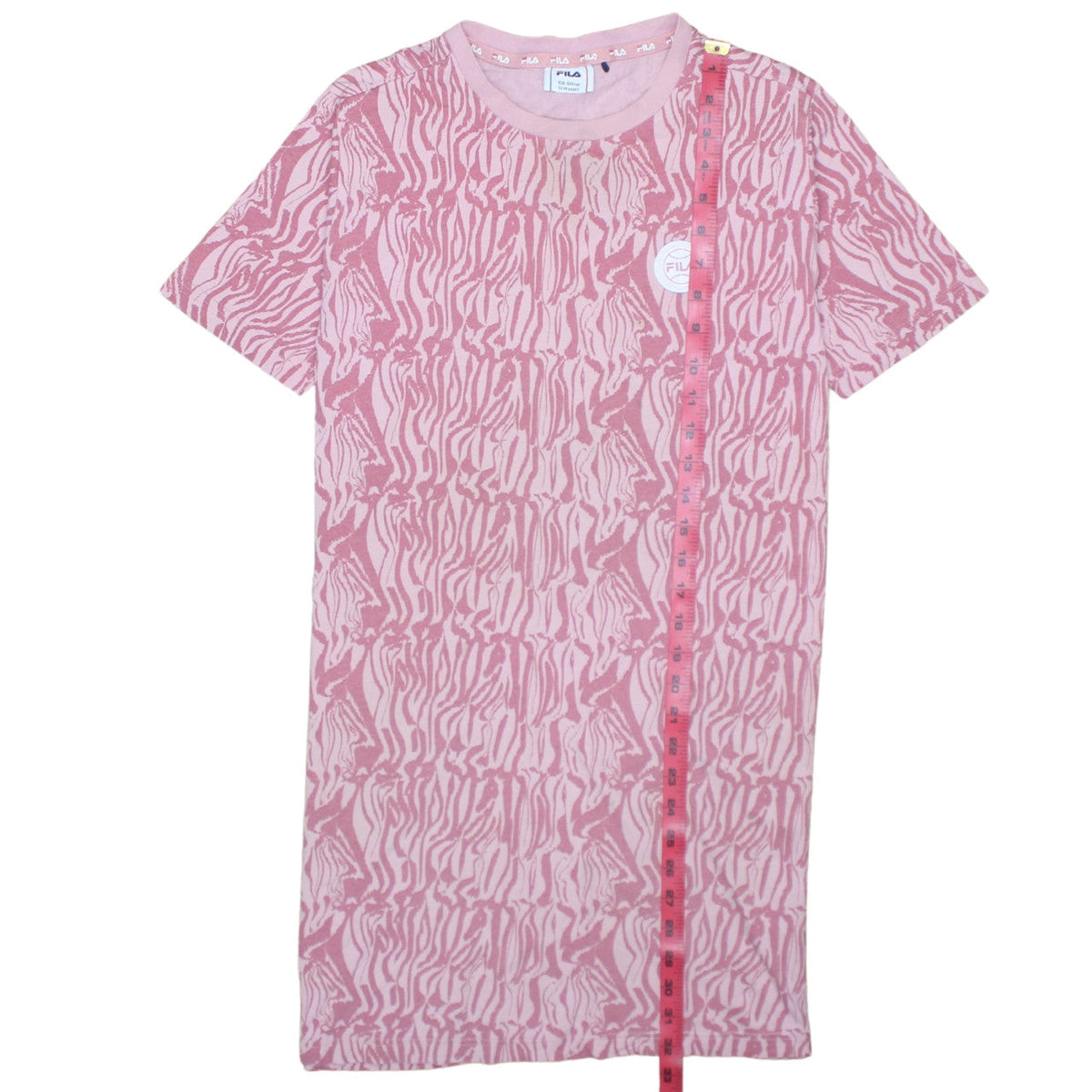Fila Girls Pink Animal Print T-Shirt Dress 13-14 Years Casual Jersey