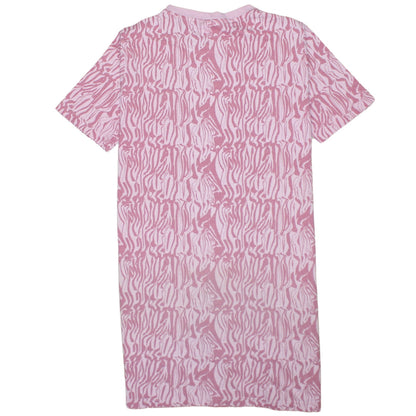 Brand and care label for Fila girls’ pink animal print t-shirt dress 13-14 years casual jersey