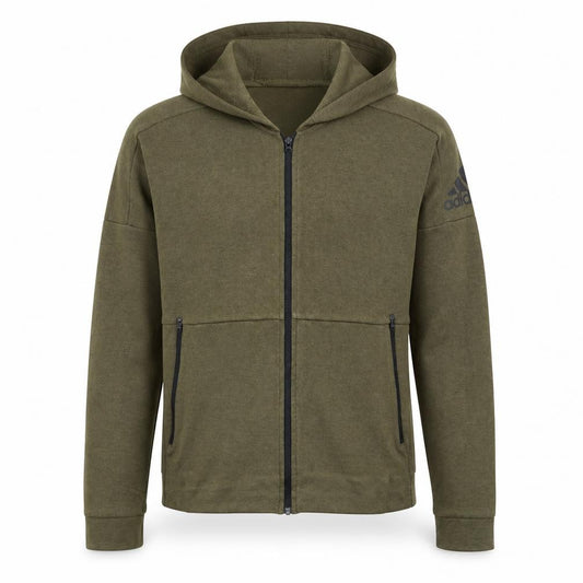 Adidas Men's Green Full Zip Hoodie Size S Regular Fit