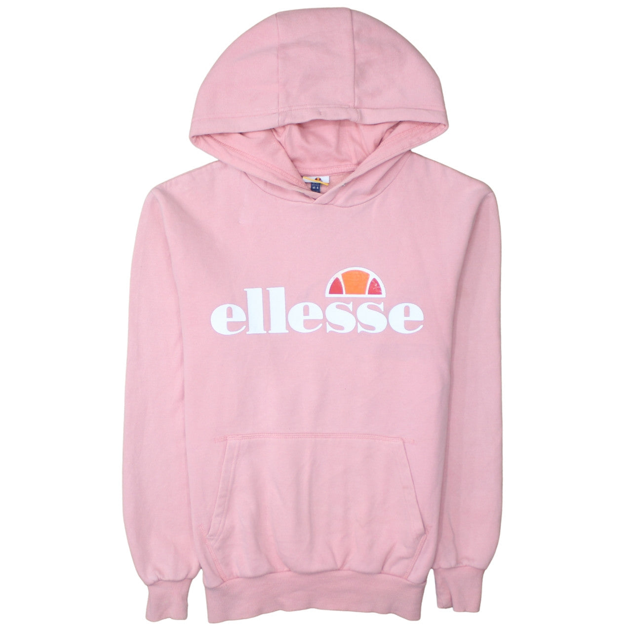 Ellesse Womens Pink Pullover Hoodie UK 10 Graphic Logo Sweatshirt