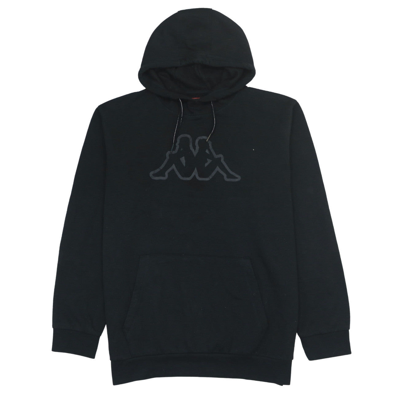 Kappa Mens Black Pullover Hoodie 2XL Logo Fleece Sweatshirt