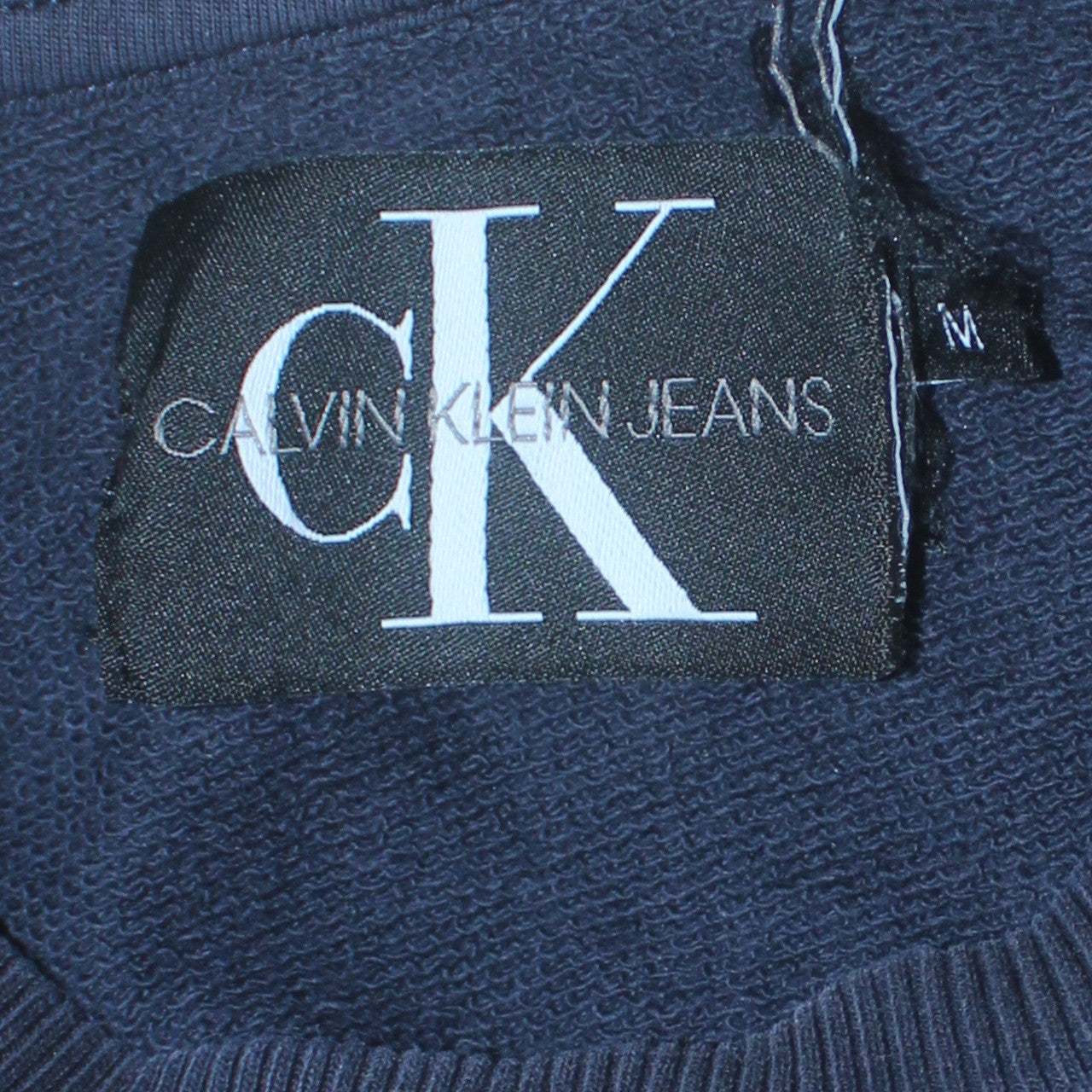 Calvin Klein Jeans Men's Blue Logo Crew Neck Cotton Sweatshirt M