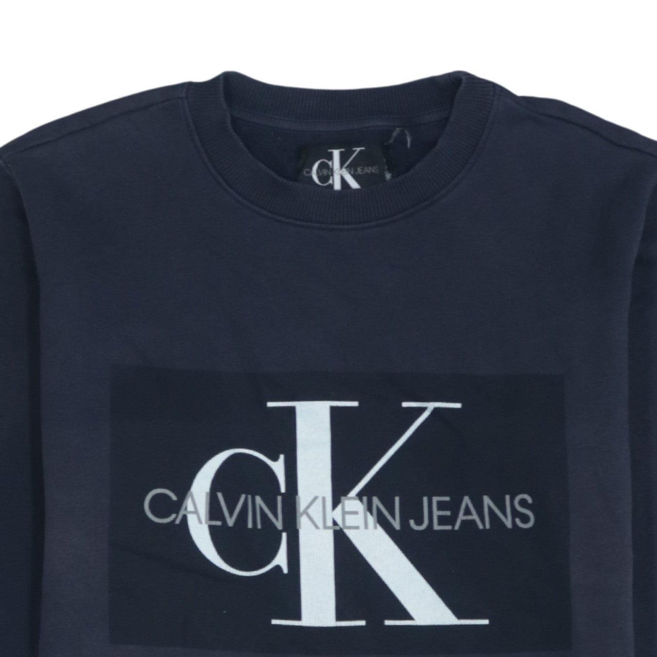 Calvin Klein Jeans Men's Blue Logo Crew Neck Cotton Sweatshirt M