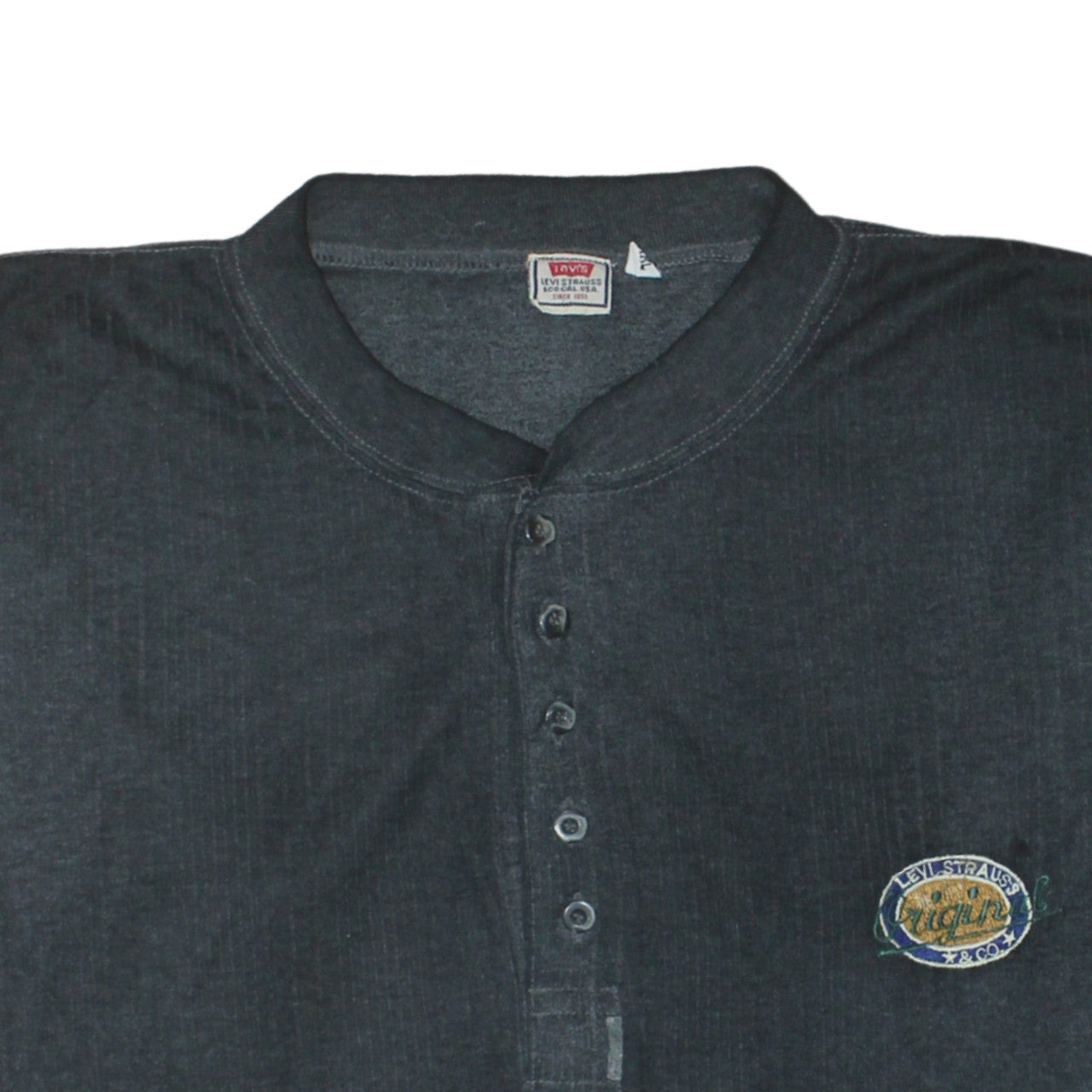 Levi's Men's Black 2XL Henley Cotton Jumper Long Sleeve Casual
