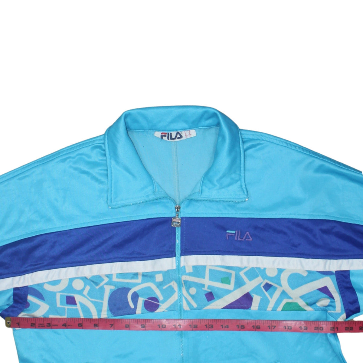 Fila Womens Blue Retro 80s Track Jacket Size L Full Zip Polyester