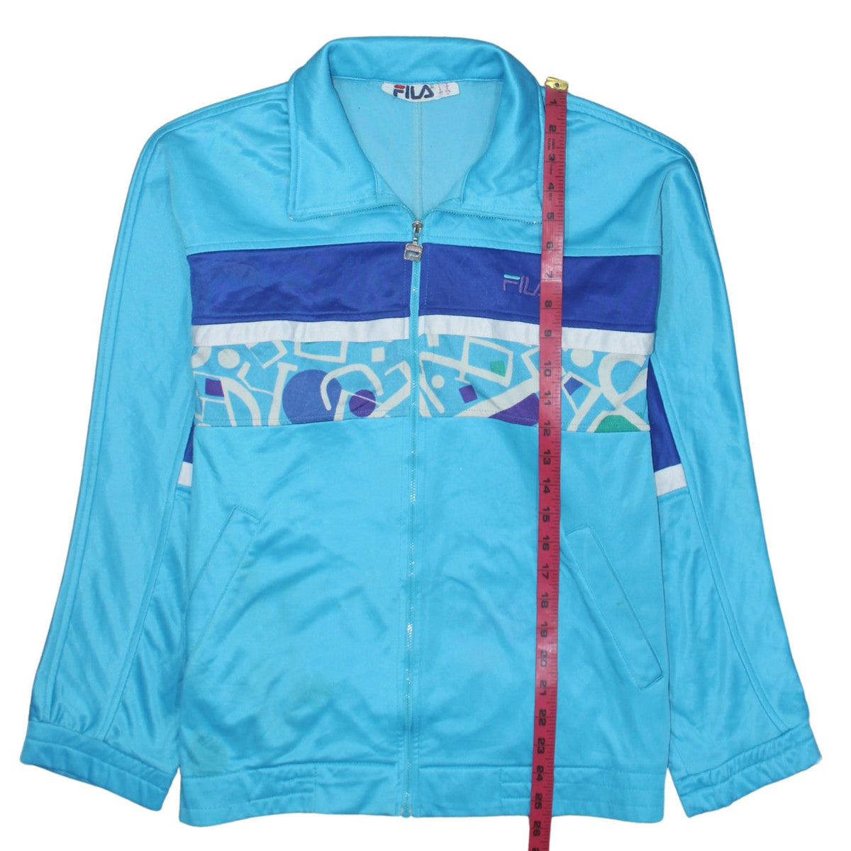 Fila Womens Blue Retro 80s Track Jacket Size L Full Zip Polyester