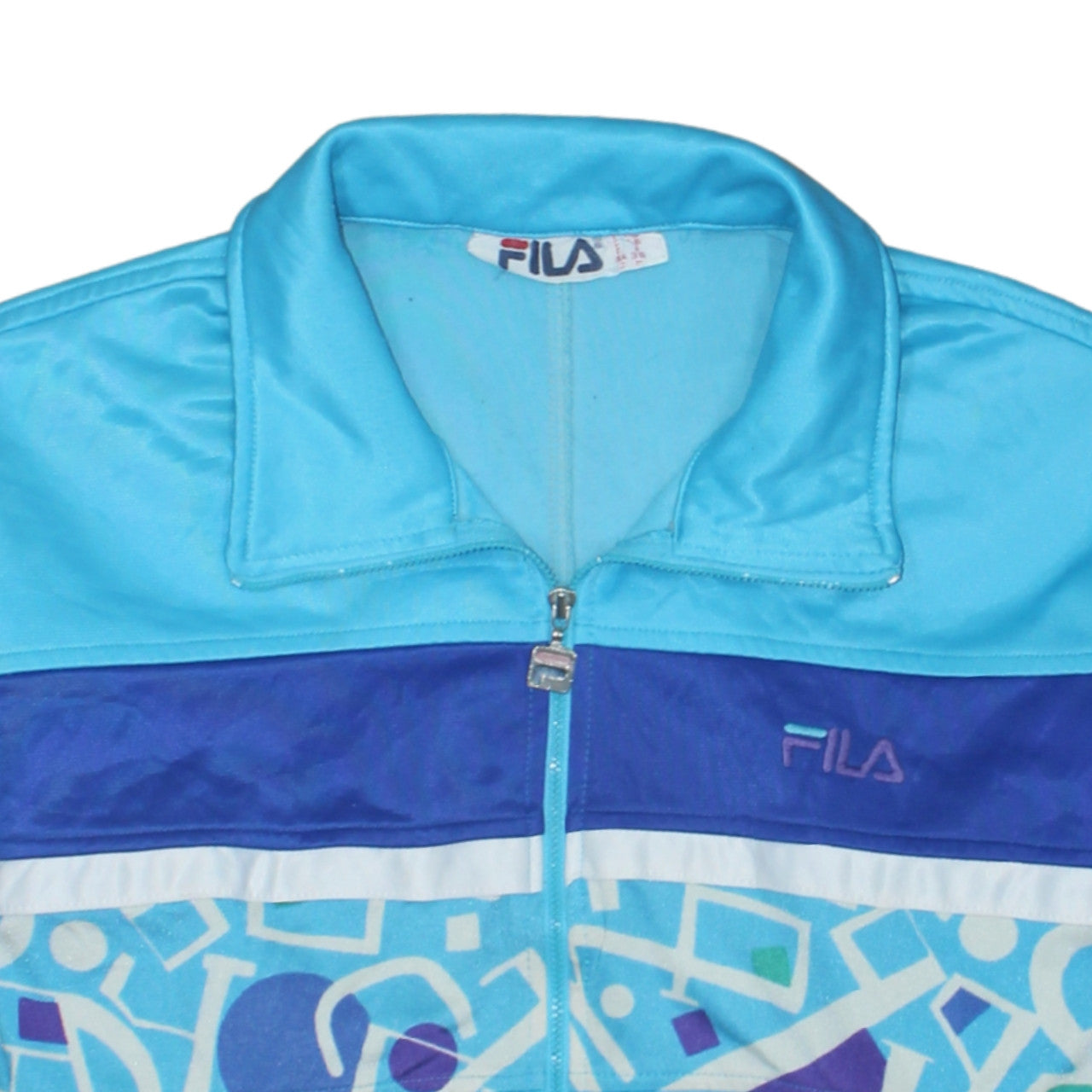 Fila Womens Blue Retro 80s Track Jacket Size L Full Zip Polyester