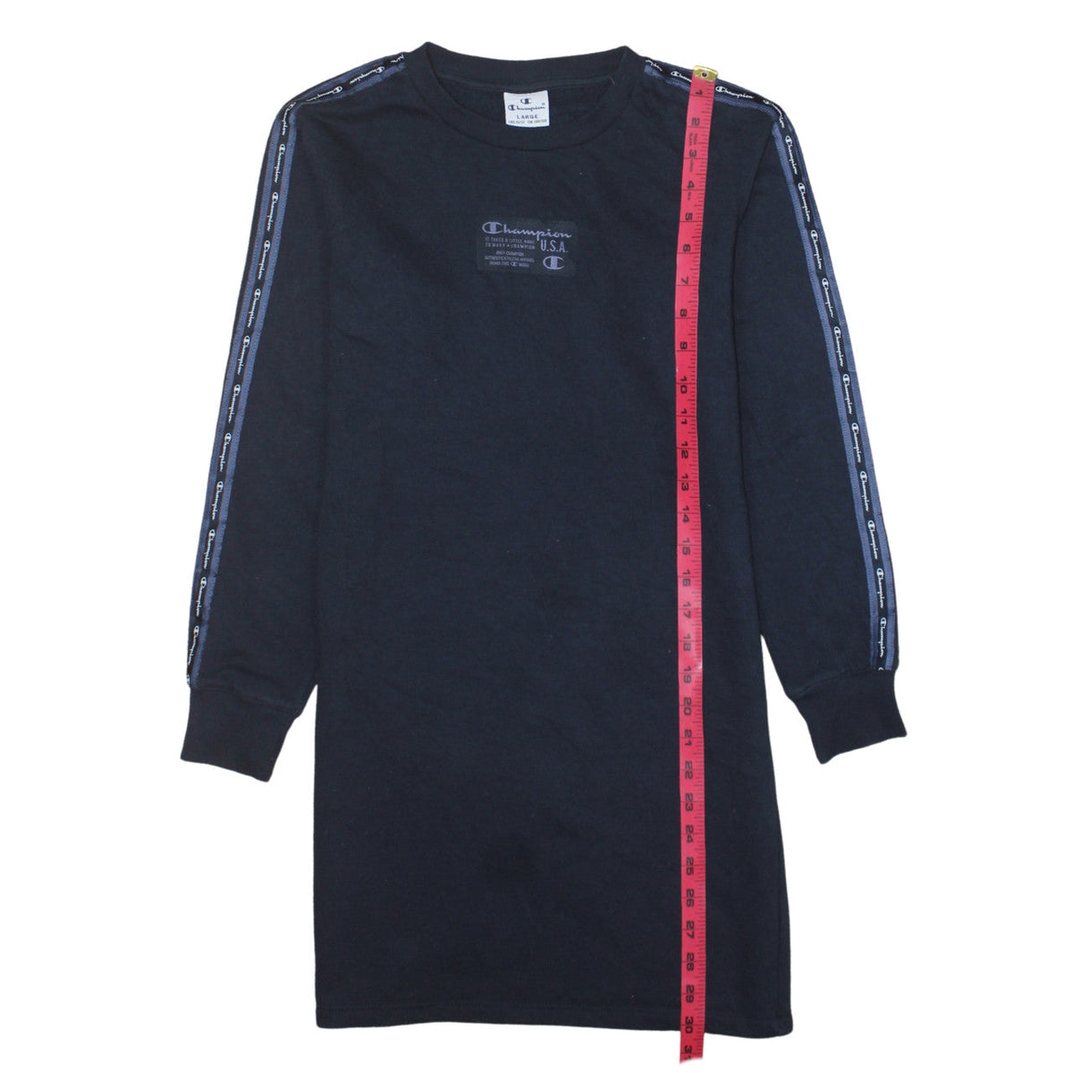 Champion Girls Black Long Sleeve T-Shirt Dress Size 11-12 Years Logo Trim