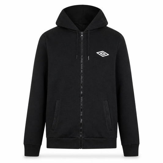 Front view of Umbro Men's Black Full Zip Hoodie XL Sports Fleece Jacket