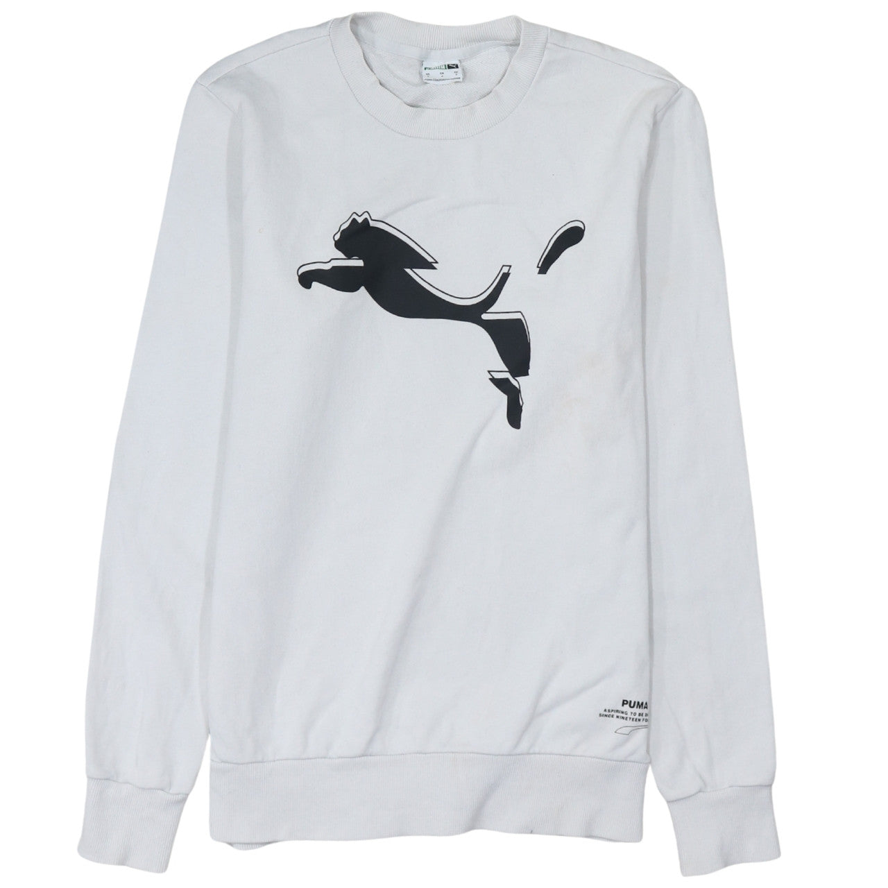Puma Men’s White Small Pullover Sweatshirt Crew Neck Graphic
