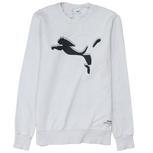 Puma Men’s White Small Pullover Sweatshirt Crew Neck Graphic