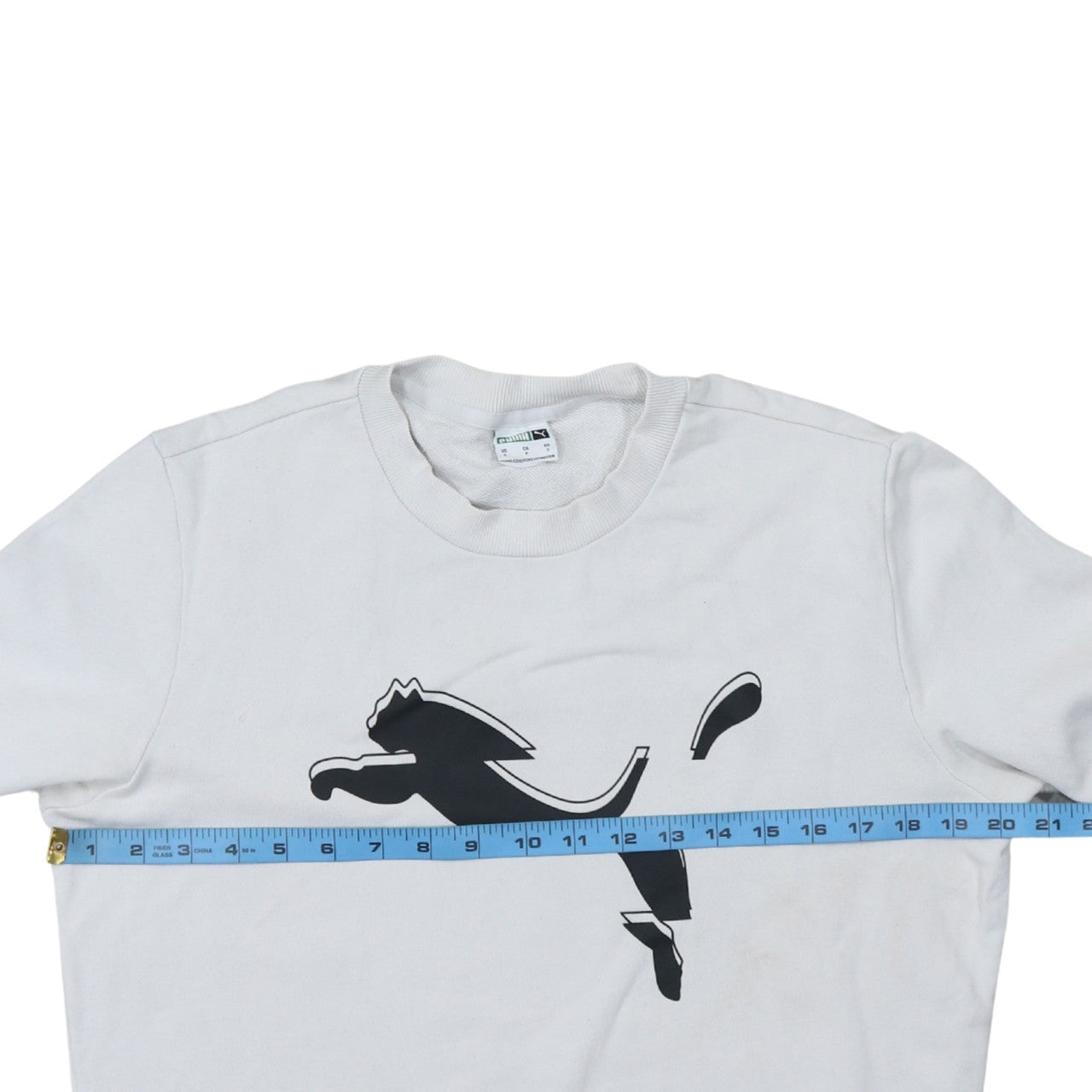 Puma Men’s White Small Pullover Sweatshirt Crew Neck Graphic