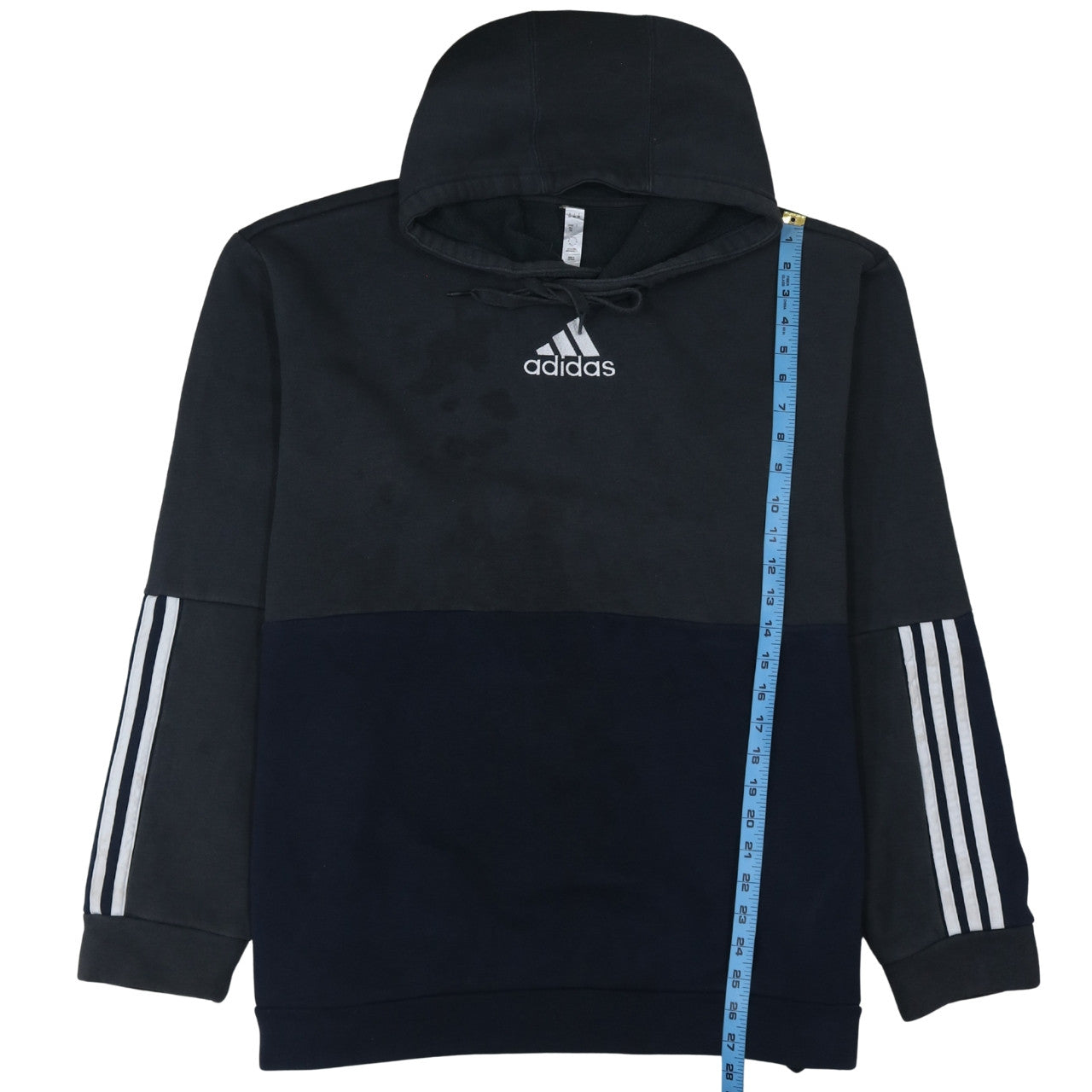 Adidas Men's Black 2XL Pullover Hoodie with Logo and Stripes