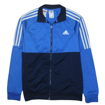 Additional front view of Adidas boys’ blue colourblock track jacket 13-14 years zip lightweight