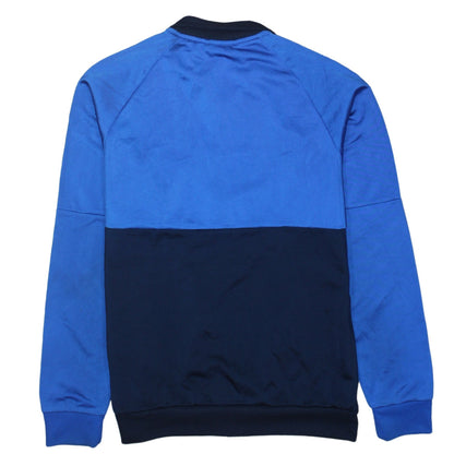 Brand and care label for Adidas boys’ blue colourblock track jacket 13-14 years zip lightweight