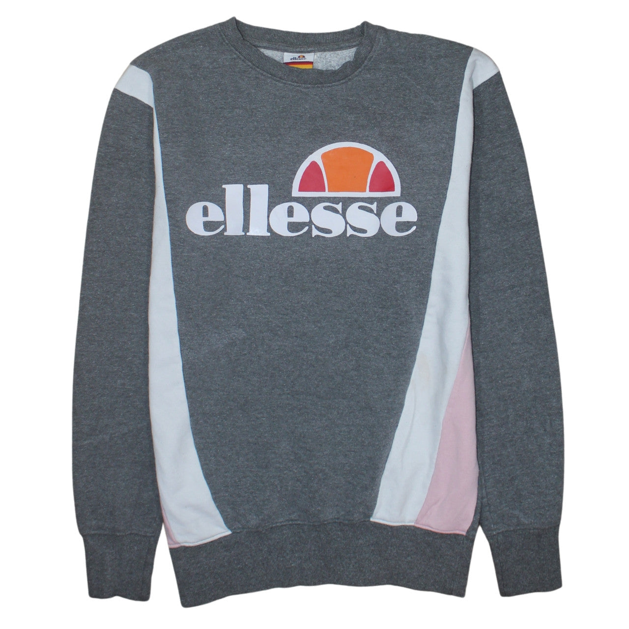 Ellesse Womens Grey Colourblock Logo Sweatshirt UK 12 Pullover