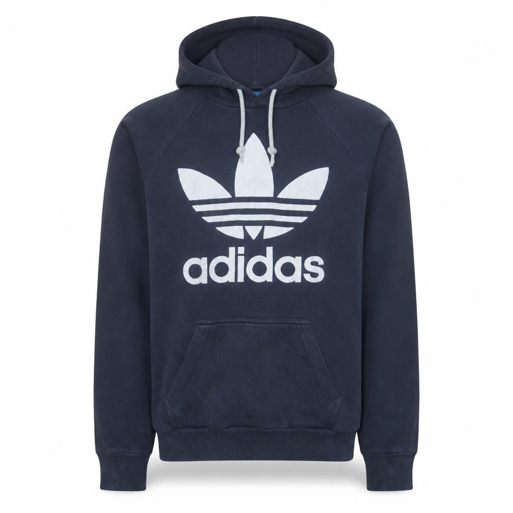 Adidas Men's Blue XS Pullover Hoodie Graphic Trefoil Sweatshirt