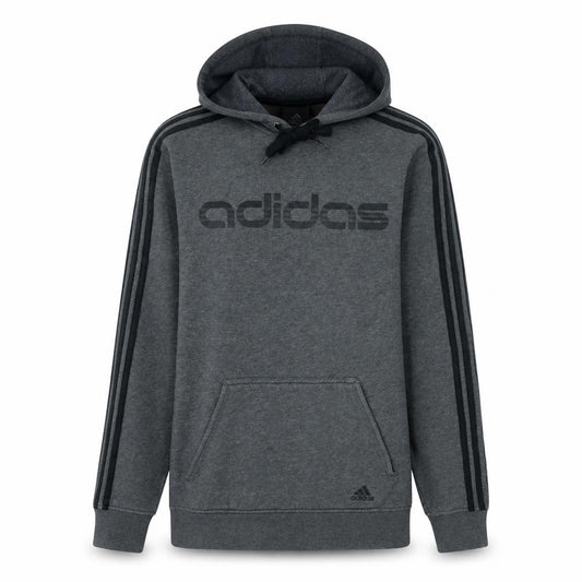 Adidas Men's Grey Pullover Hoodie Small Logo Fleece Sweatshirt