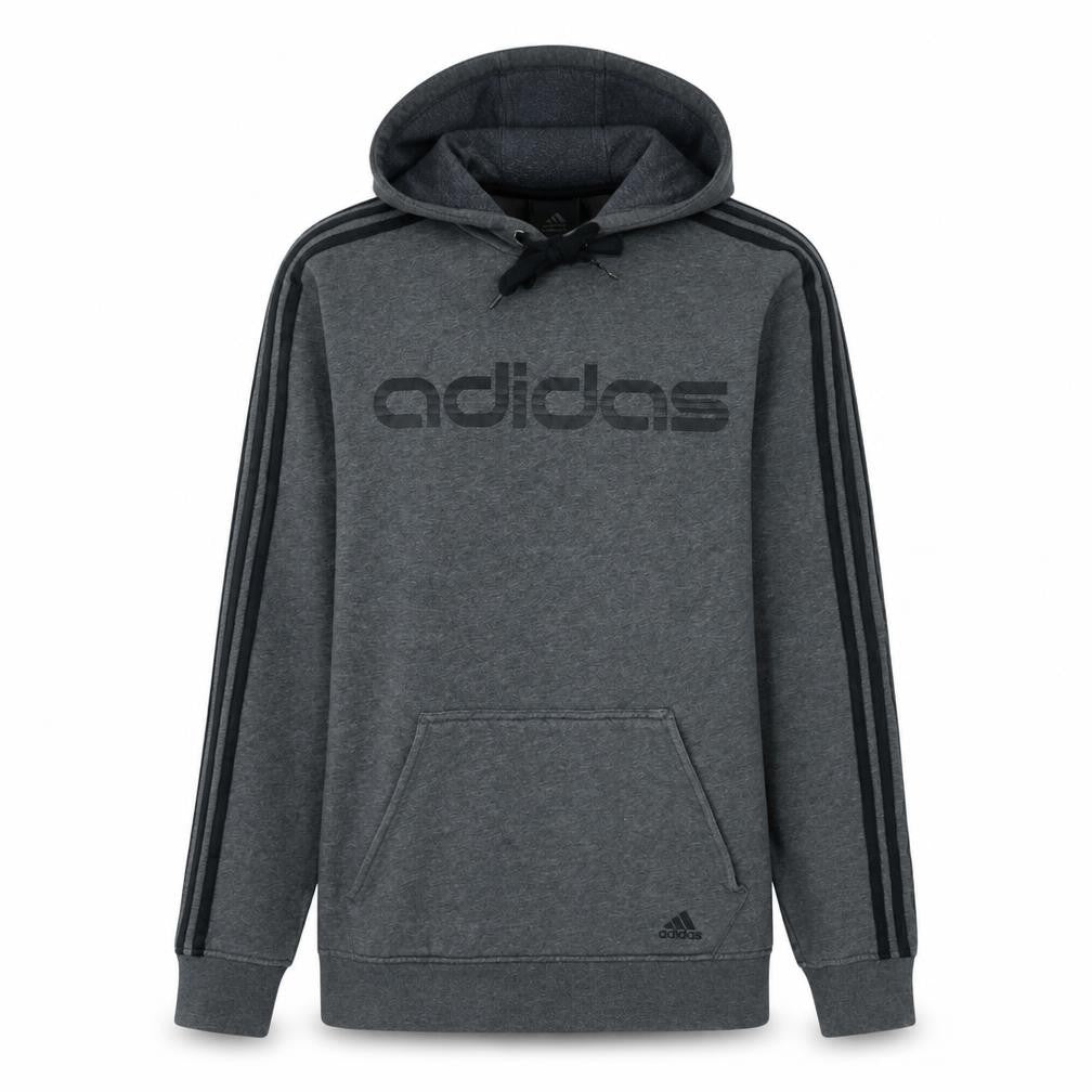 Adidas Men's Grey Pullover Hoodie Small Logo Fleece Sweatshirt