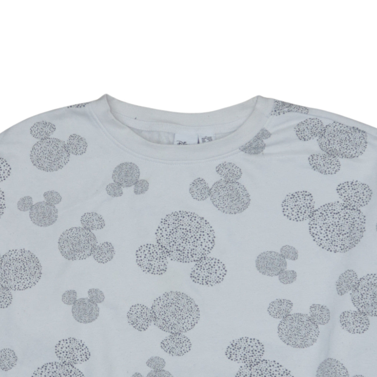 Disney Women White Mickey Print Sweatshirt UK 12/14 Crew Neck Cotton