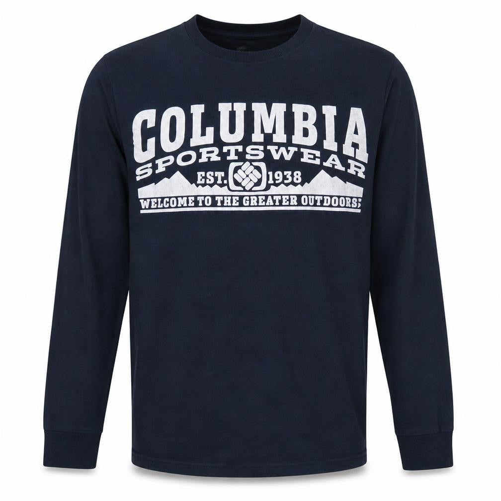 Columbia Men Blue Long Sleeve Outdoor Graphic T-Shirt Size S