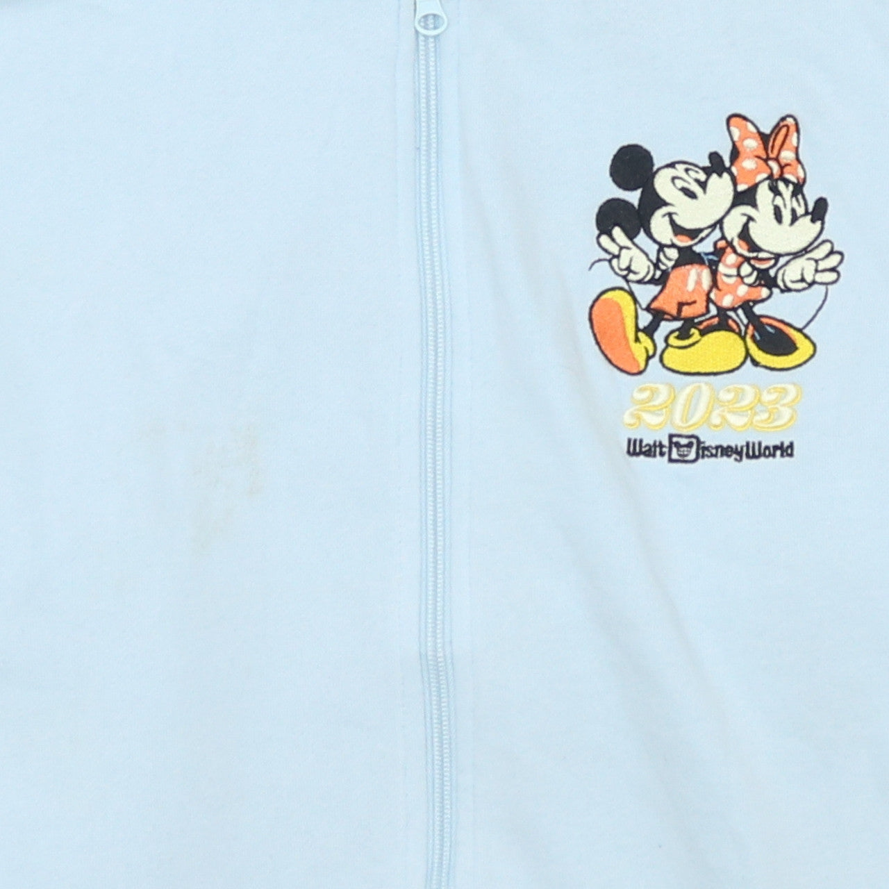 Disney Women’s Light Blue Full Zip Hoodie Mickey & Minnie S 2023