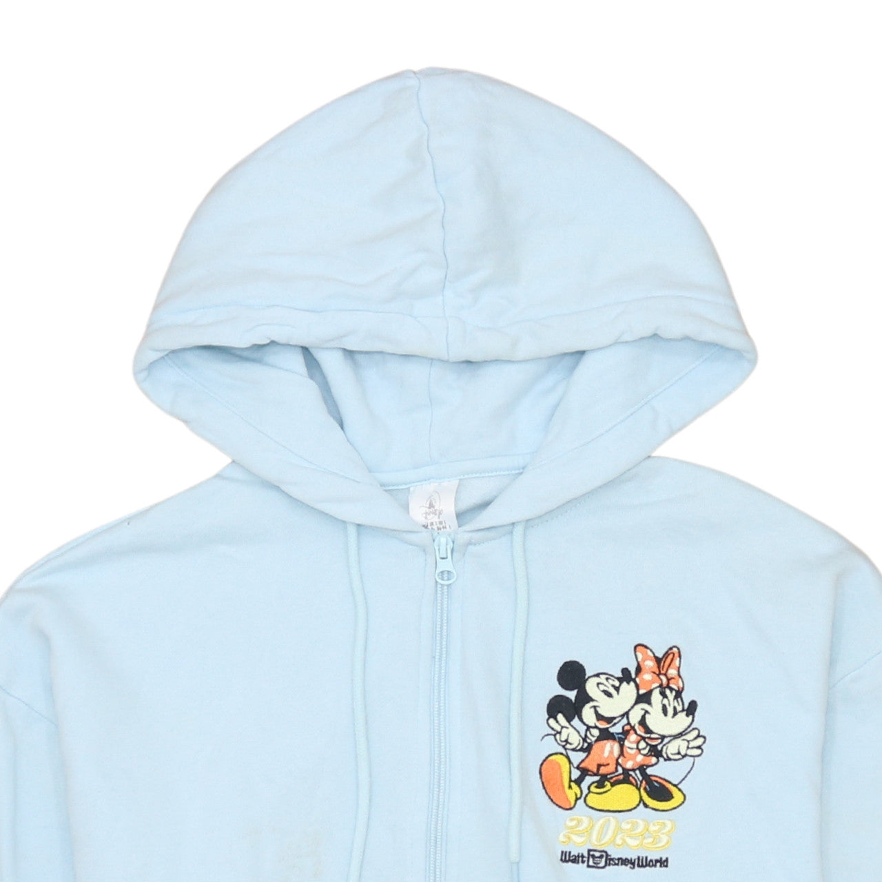 Disney Women’s Light Blue Full Zip Hoodie Mickey & Minnie S 2023