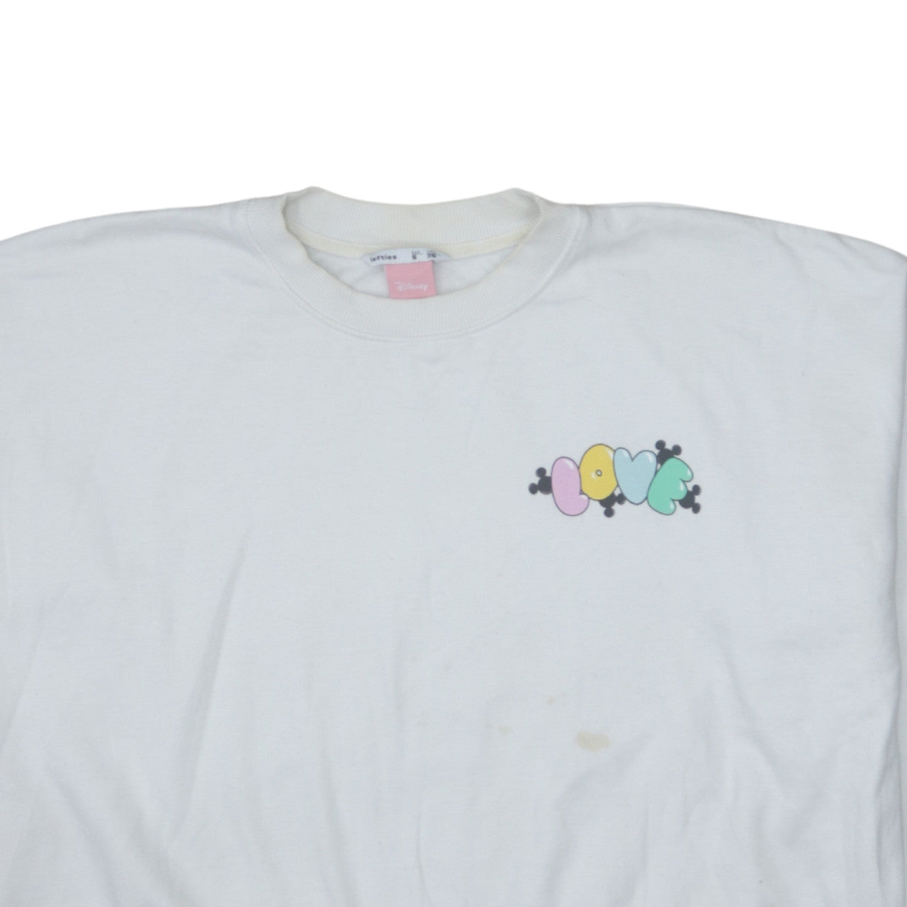 Disney Women White Love Mickey & Minnie Crew Neck Pullover Sweatshirt S