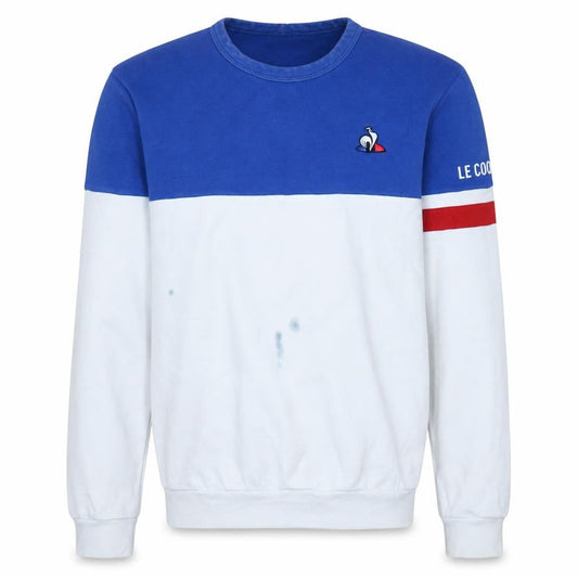 Le Coq Sportif Men's Blue White Crew Neck Logo Sweatshirt Size S