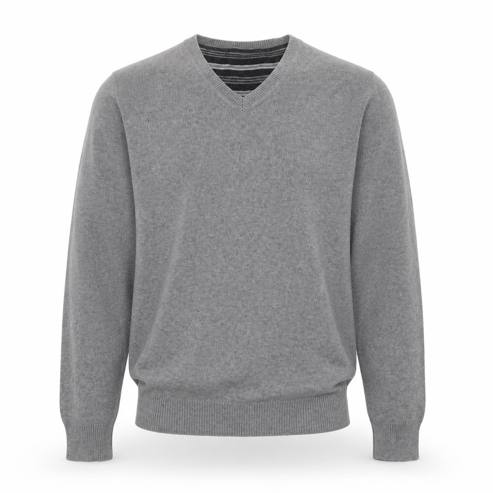 Marks & Spencer Blue Harbour Men's Grey Cotton V-Neck Jumper Size S